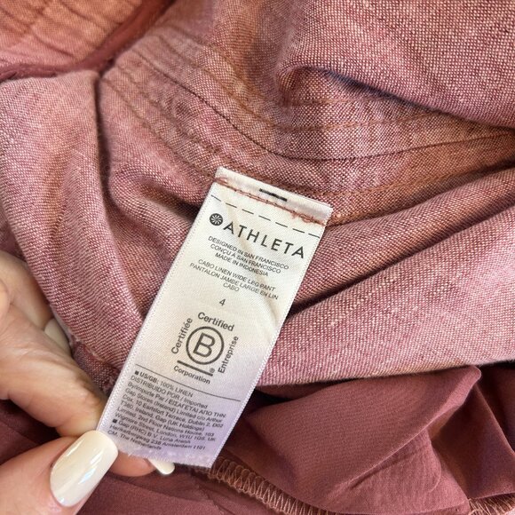 Athleta Cabo Linen Wide Leg Pants in Rust Color Women's Size 4 - Picture 7 of 8